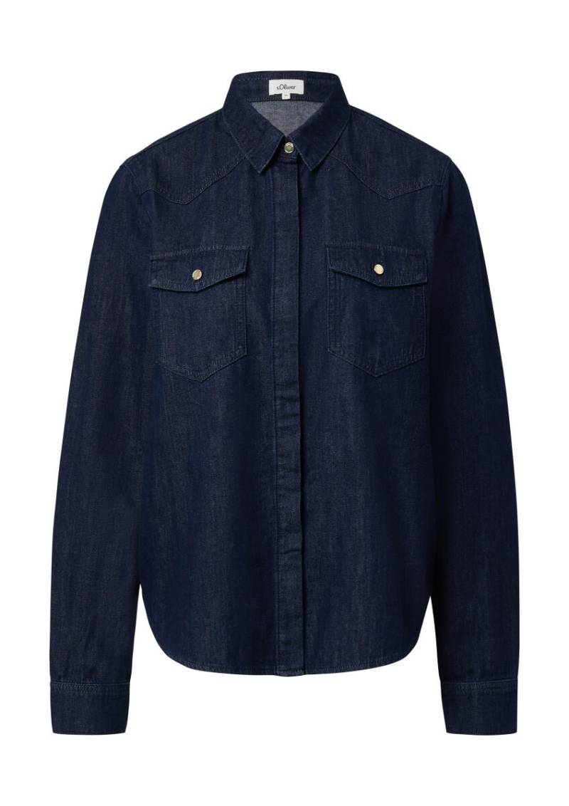 s.Oliver Red Label - Denim-Bluse mit verdeckter Knopfleiste blau - Gr. - 46 von s.Oliver Red Label