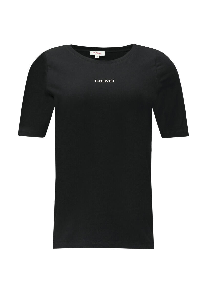 s.Oliver Red Label - Elastisches T-Shirt mit Label-Print schwarz - Gr. - 34 von s.Oliver Red Label
