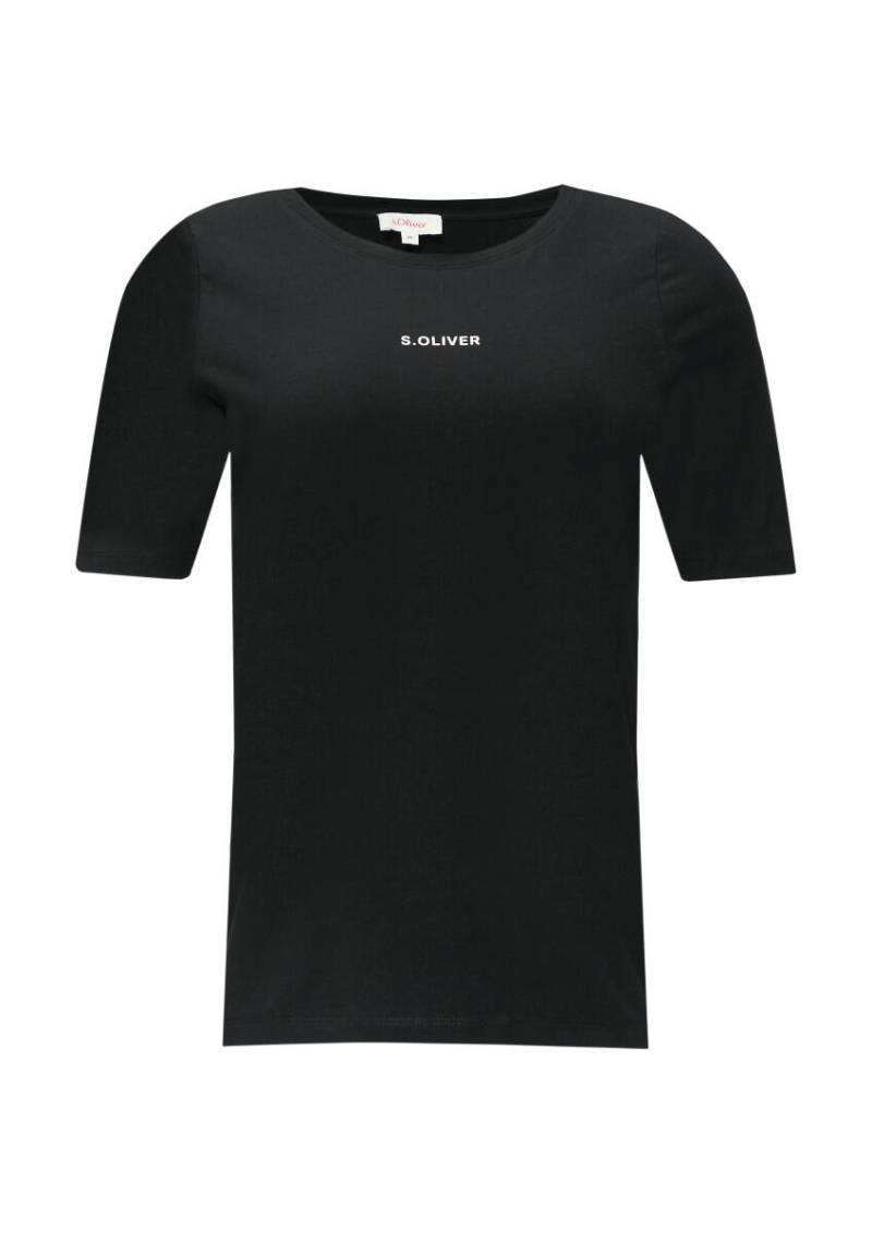 s.Oliver Red Label - Elastisches T-Shirt mit Label-Print schwarz - Gr. - 34 von s.Oliver Red Label