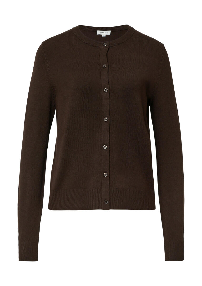 s.Oliver Red Label - Feinstrick-Cardigan mit Rippbündchen braun - Gr. - 36 von s.Oliver Red Label