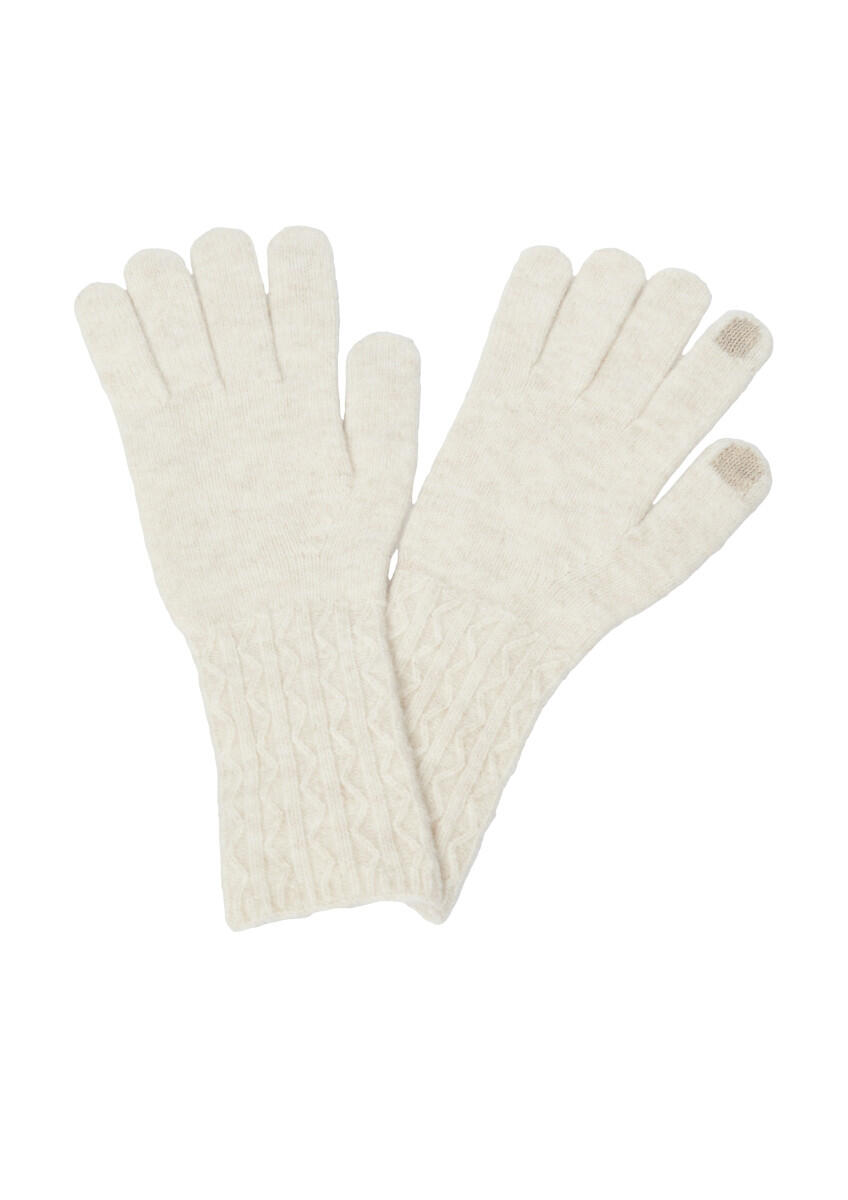 s.Oliver Red Label - Fingerhandschuhe mit Strickmuster und Wollanteil beige - Gr. - ONE SIZE von s.Oliver Red Label
