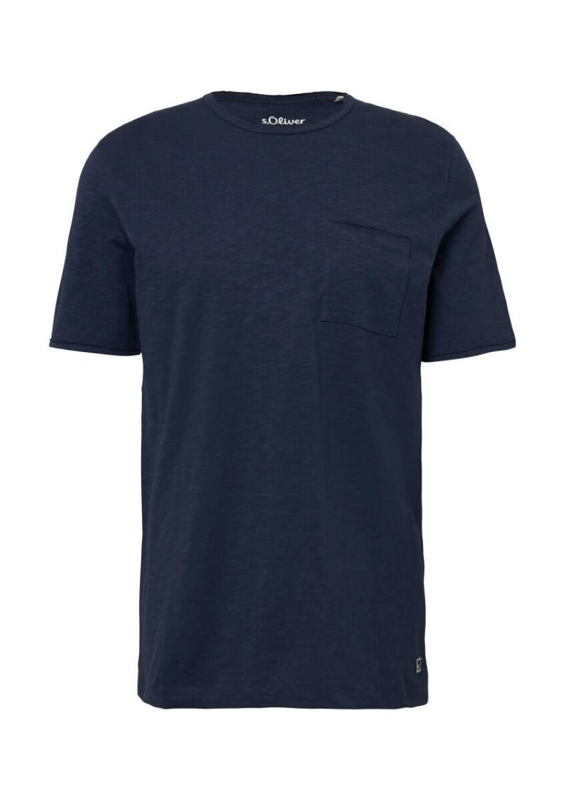 s.Oliver Red Label - Flammgarn-T-Shirt mit Brusttasche und offenen Kanten blau - Gr. - XXL von s.Oliver Red Label