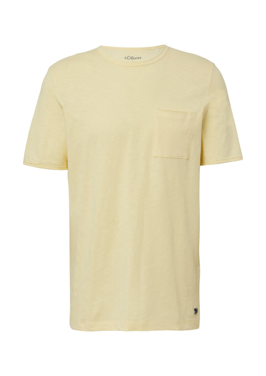 s.Oliver Red Label - Flammgarn-T-Shirt mit Brusttasche und offenen Kanten gelb - Gr. - S von s.Oliver Red Label