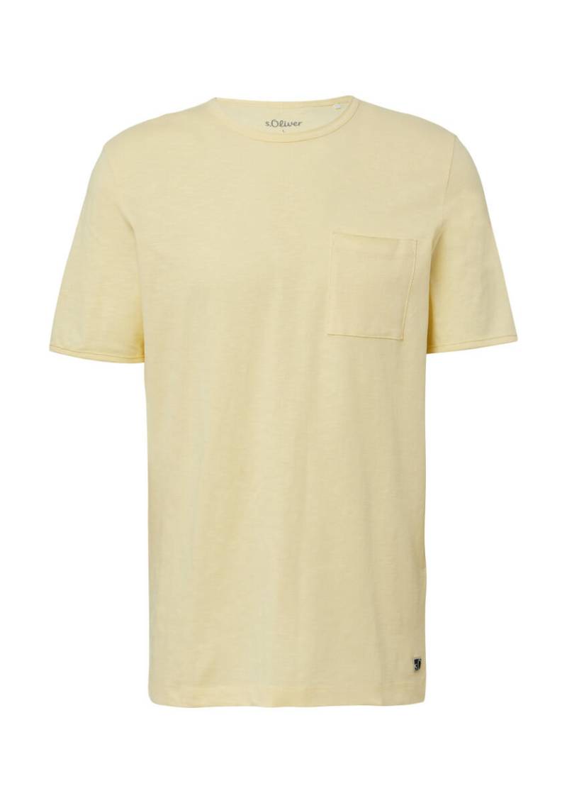 s.Oliver Red Label - Flammgarn-T-Shirt mit Brusttasche und offenen Kanten gelb - Gr. - S von s.Oliver Red Label