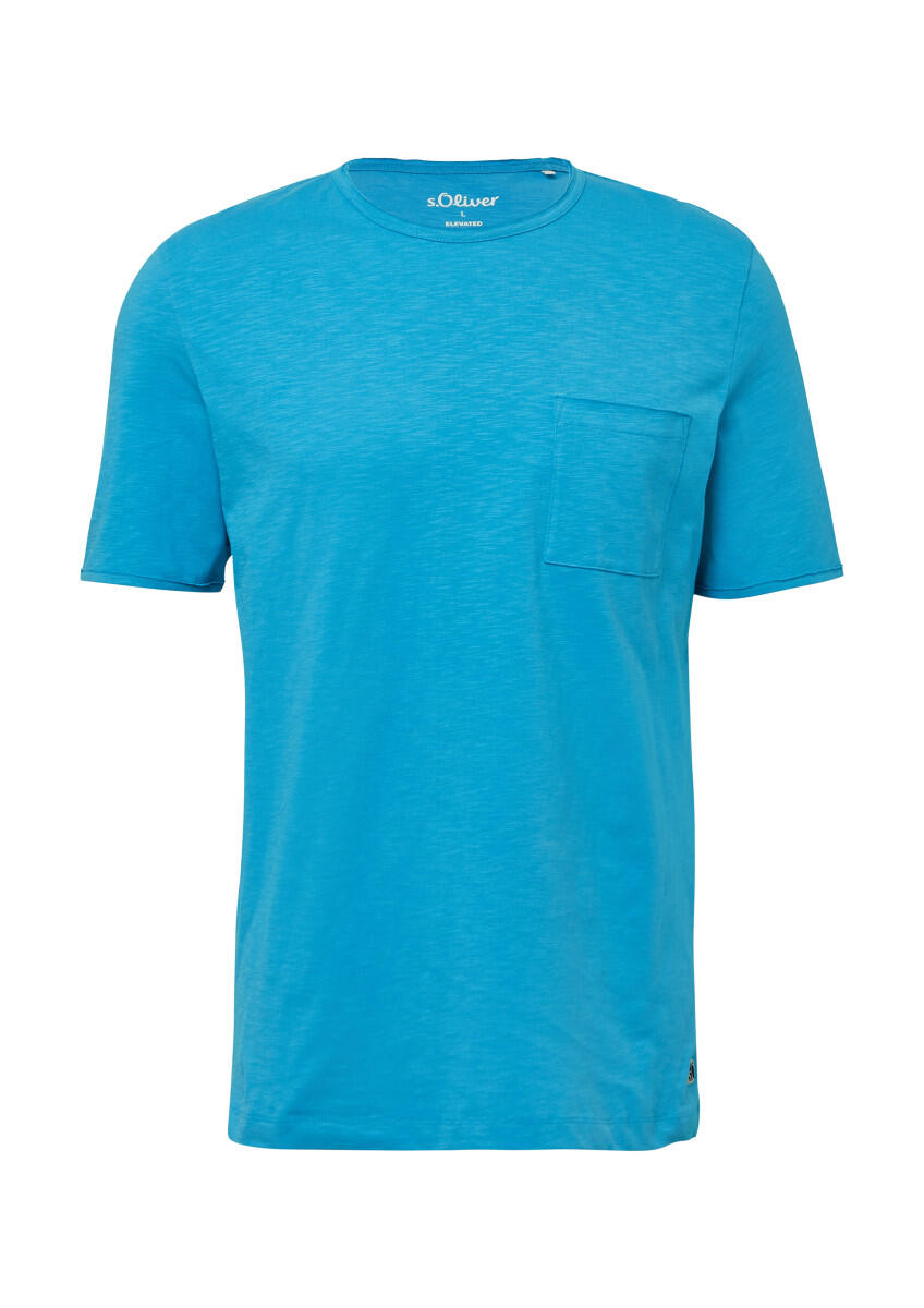 s.Oliver Red Label - Flammgarn-T-Shirt mit Brusttasche und offenen Kanten grün/blau - Gr. - XXL von s.Oliver Red Label