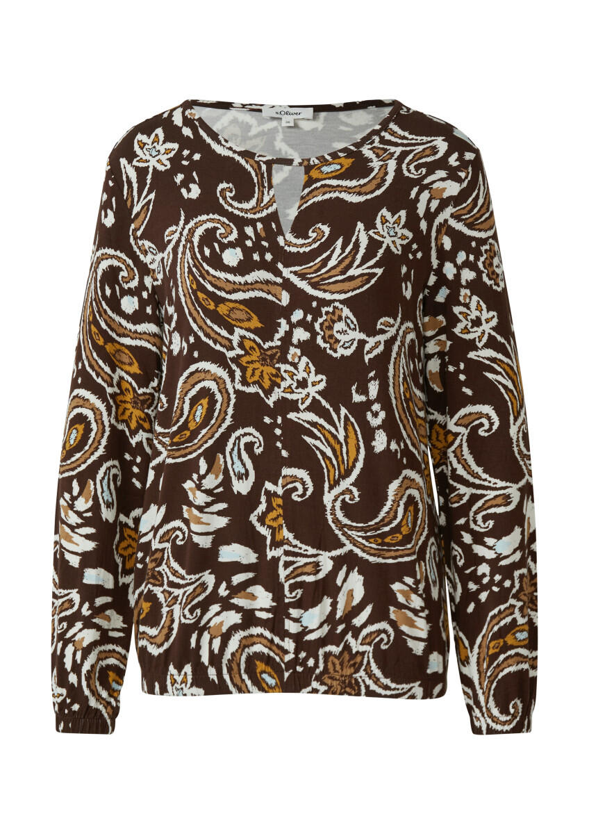 s.Oliver Red Label - Gemusterte Bluse im Relaxed Fit braun - Gr. - 46 von s.Oliver Red Label
