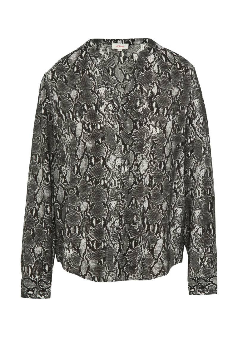 s.Oliver Red Label - Gemusterte Bluse mit Tunika-Ausschnitt grau - Gr. - 34 von s.Oliver Red Label