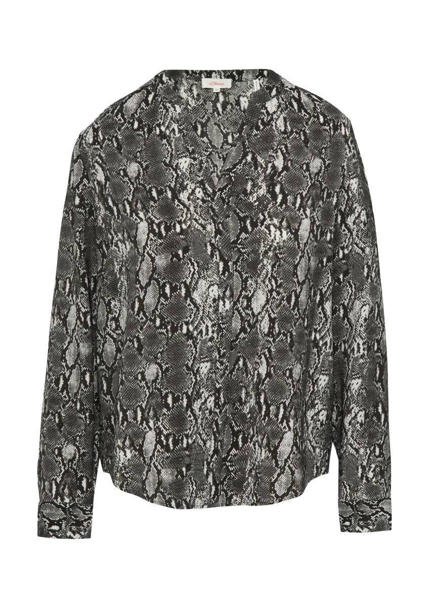 s.Oliver Red Label - Gemusterte Bluse mit Tunika-Ausschnitt grau - Gr. - 44 von s.Oliver Red Label