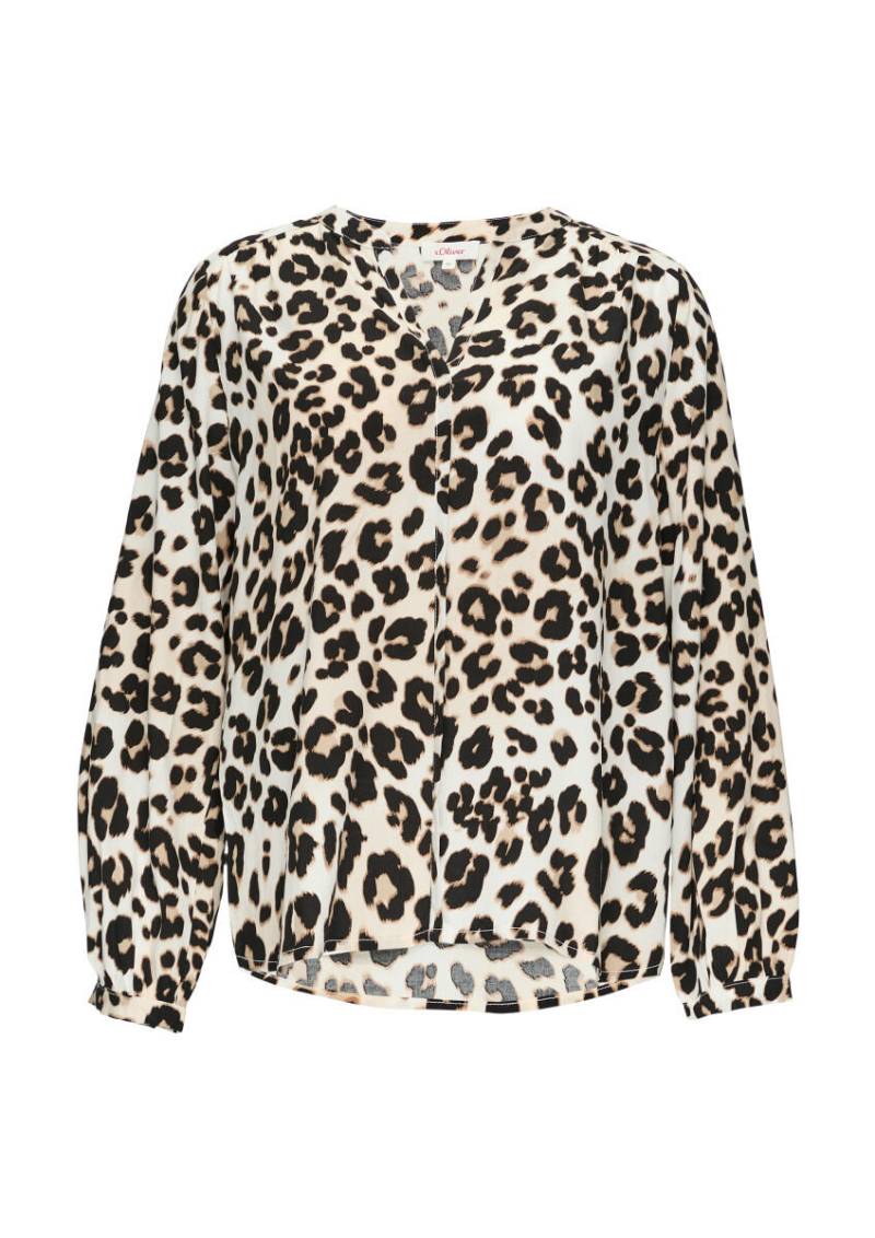 s.Oliver Red Label - Gemusterte Viskosebluse mit weitem Arm beige - Gr. - 44 von s.Oliver Red Label