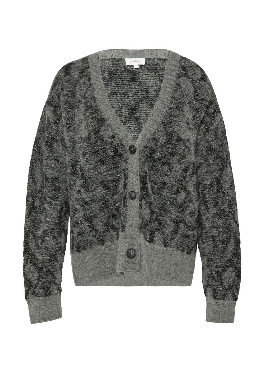 s.Oliver Red Label - Gemusterter Cardigan mit Glitzergarn grau - Gr. - 44 von s.Oliver Red Label