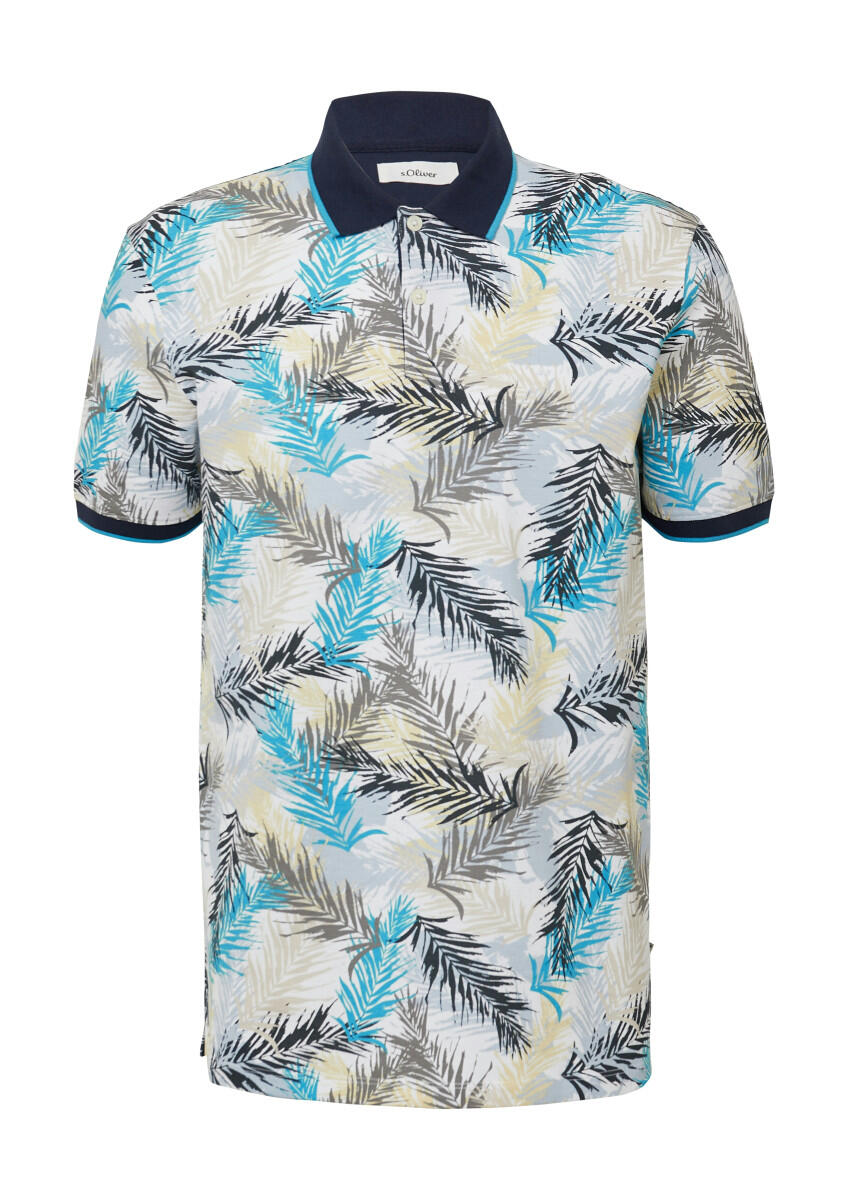 s.Oliver Red Label - Gemustertes Poloshirt mit Kontrast-Details blau - Gr. - XXL von s.Oliver Red Label