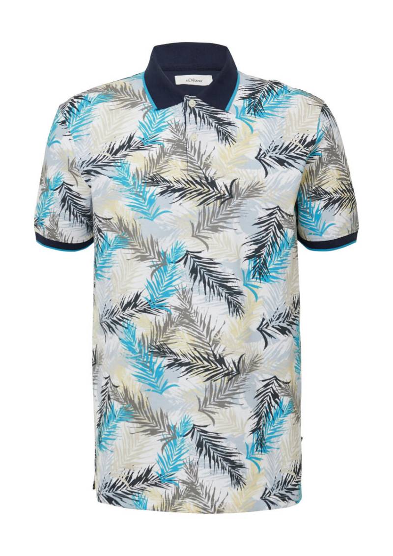 s.Oliver Red Label - Gemustertes Poloshirt mit Kontrast-Details blau - Gr. - XXL von s.Oliver Red Label