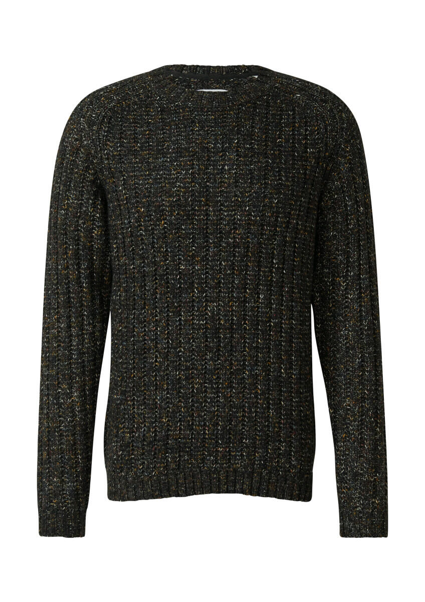 s.Oliver Red Label - Gerippter Multi-Colour-Strickpullover aus Baumwollmix schwarz - Gr. - XXL von s.Oliver Red Label