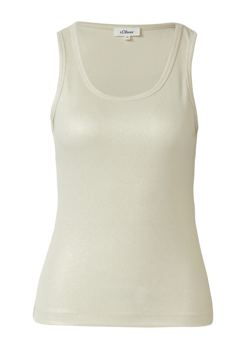 s.Oliver Red Label - Geripptes Tank-Top mit glitzerndem Coating beige - Gr. - 38 von s.Oliver Red Label