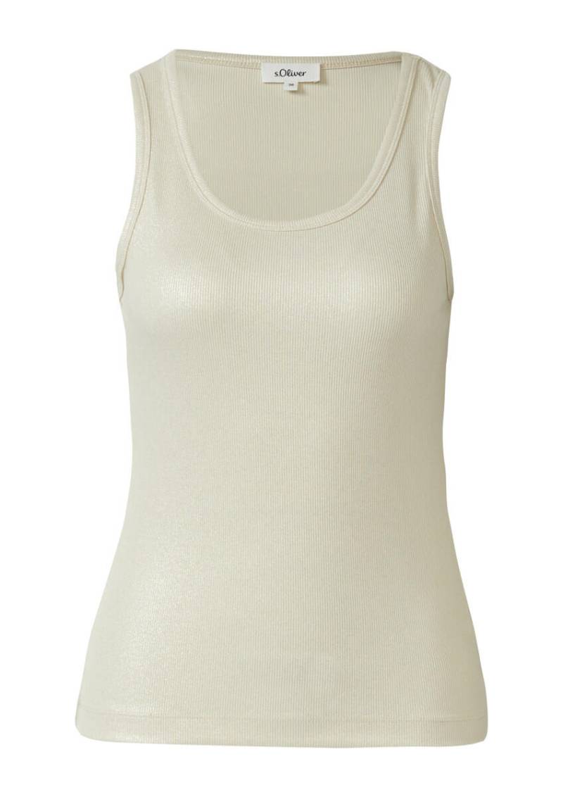 s.Oliver Red Label - Geripptes Tank-Top mit glitzerndem Coating beige - Gr. - 38 von s.Oliver Red Label