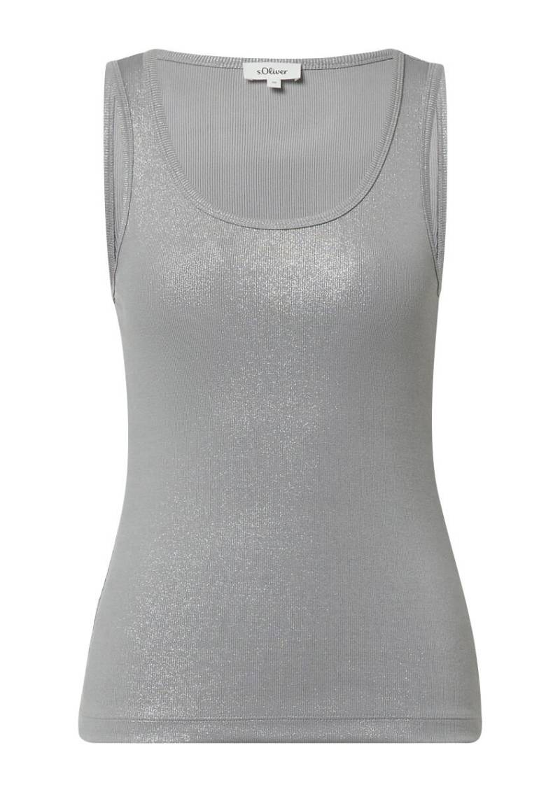 s.Oliver Red Label - Geripptes Tank-Top mit glitzerndem Coating grau - Gr. - 34 von s.Oliver Red Label