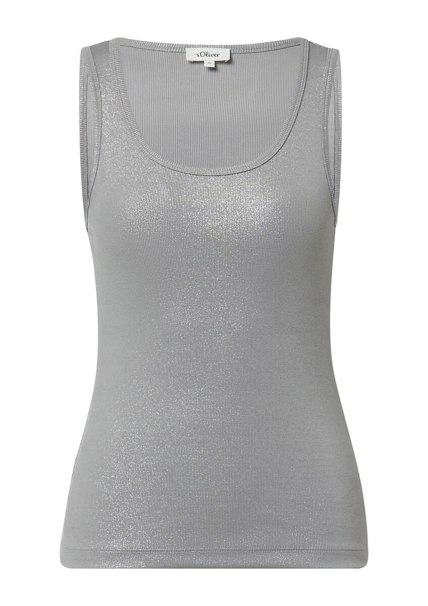 s.Oliver Red Label - Geripptes Tank-Top mit glitzerndem Coating grau - Gr. - 40 von s.Oliver Red Label