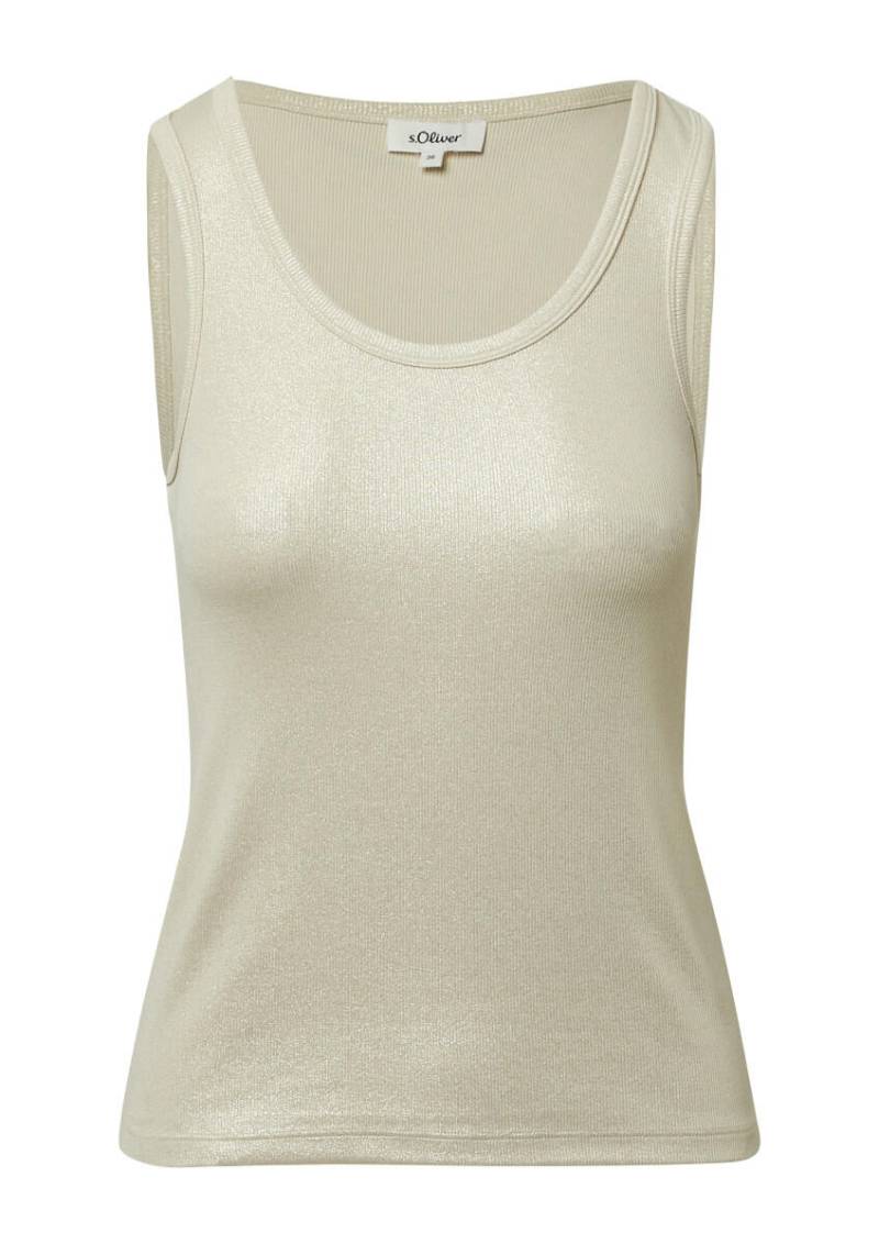 s.Oliver Red Label - Geripptes Tanktop mit Metallic-Effekt beige - Gr. - 42 von s.Oliver Red Label