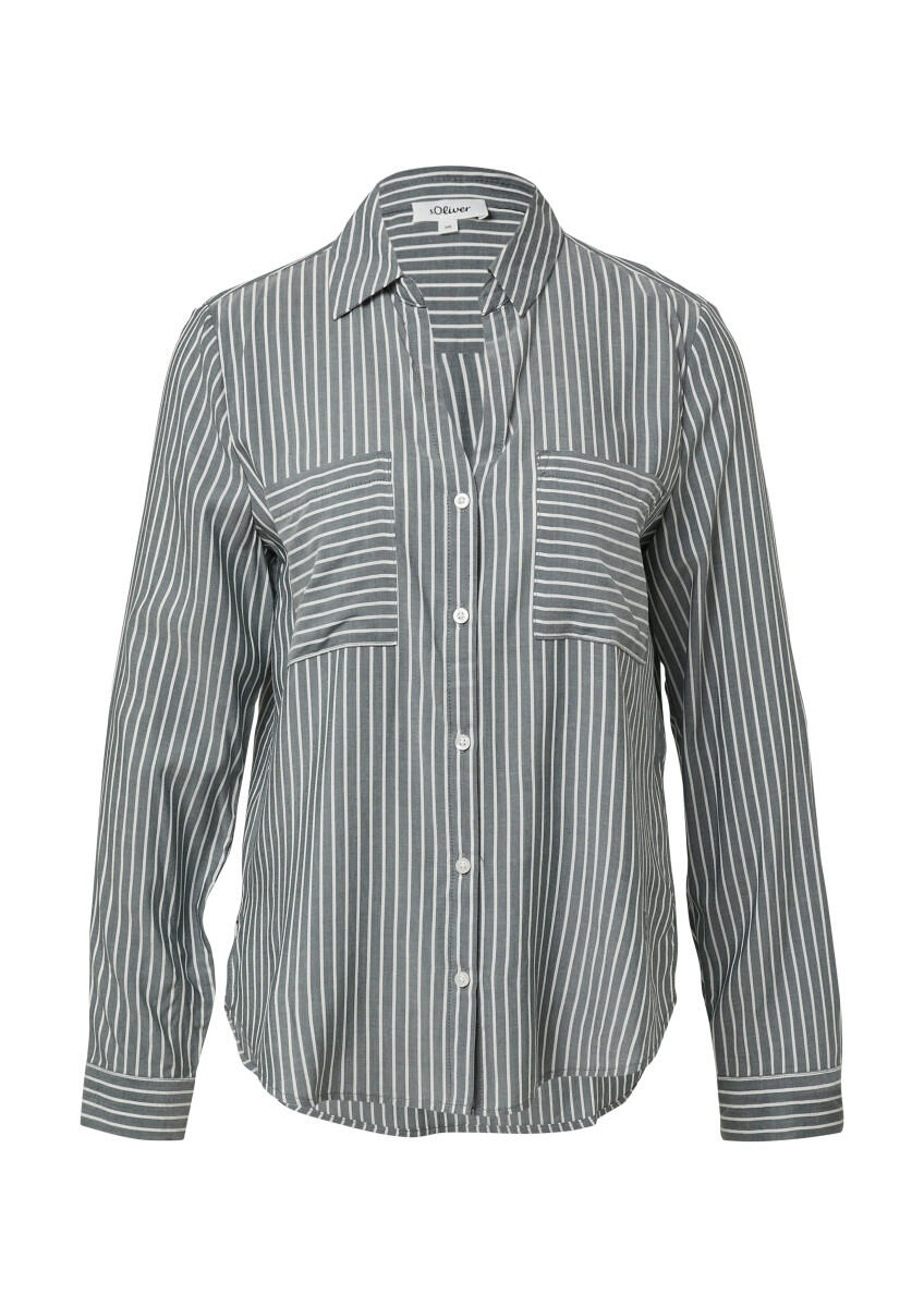 s.Oliver Red Label - Gestreifte Bluse aus Viskose mit Hemdkragen blau/weiß - Gr. - 38 von s.Oliver Red Label