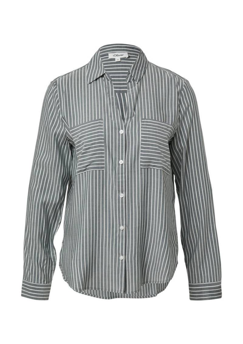 s.Oliver Red Label - Gestreifte Bluse aus Viskose mit Hemdkragen blau/weiß - Gr. - 38 von s.Oliver Red Label
