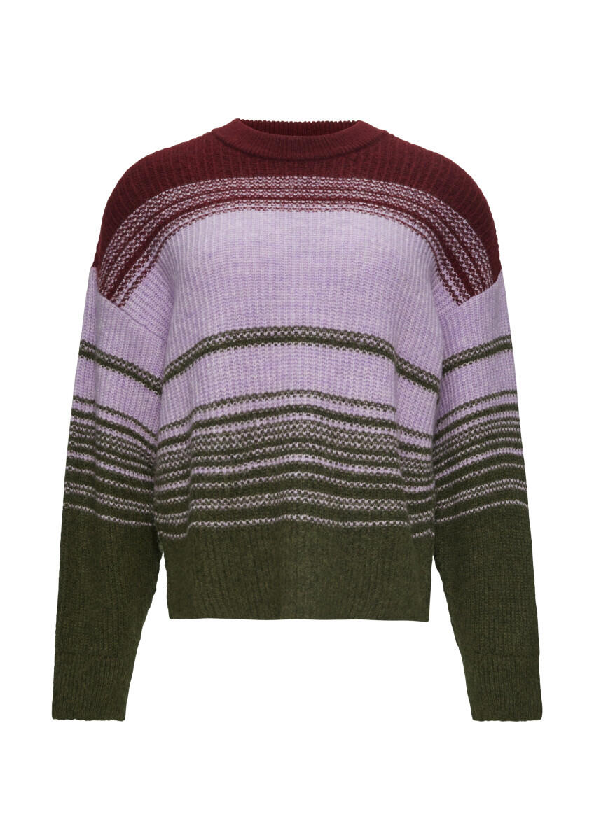s.Oliver Red Label - Gestreifter Strickpullover im Relaxed Fit violet/grün - Gr. - 34 von s.Oliver Red Label