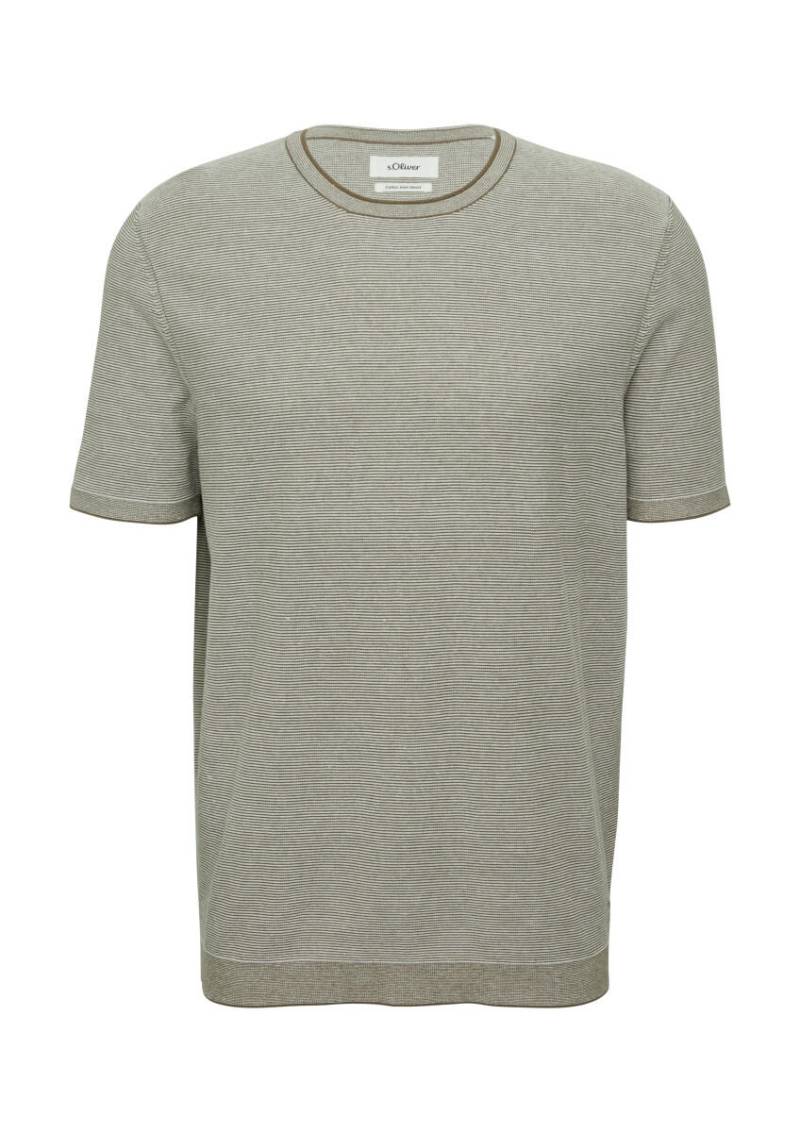 s.Oliver Red Label - Gestreiftes Strick-T-Shirt aus Leinenmix braun - Gr. - XXL von s.Oliver Red Label