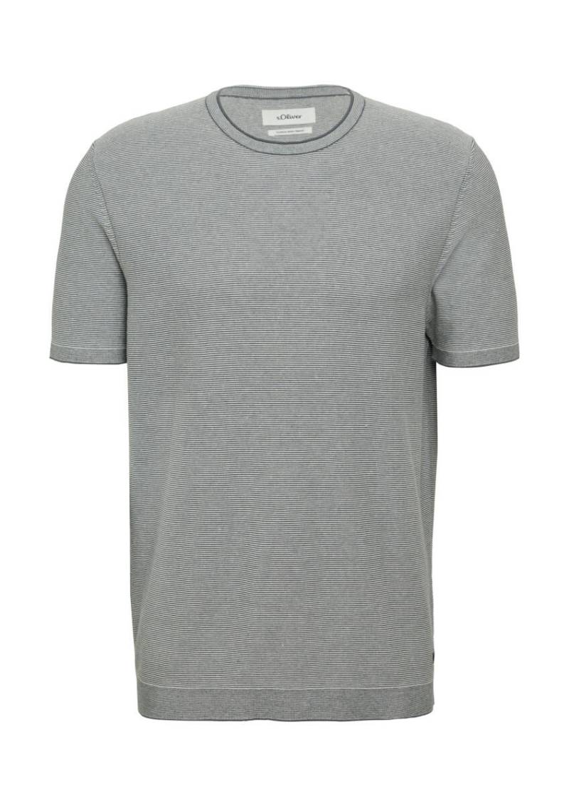 s.Oliver Red Label - Gestreiftes Strick-T-Shirt aus Leinenmix grau - Gr. - XL von s.Oliver Red Label