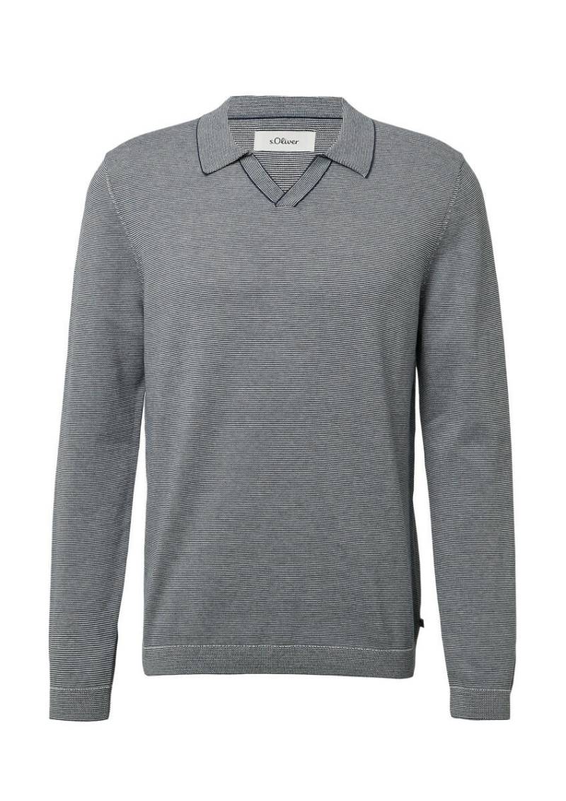 s.Oliver Red Label - Gestrickter Streifenpullover mit Polokragen blau/weiß - Gr. - S von s.Oliver Red Label