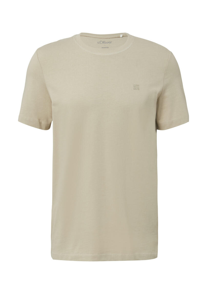 s.Oliver Red Label - Heavy Jersey T-Shirt mit Crew Neck und Logo-Print beige - Gr. - 3XL von s.Oliver Red Label