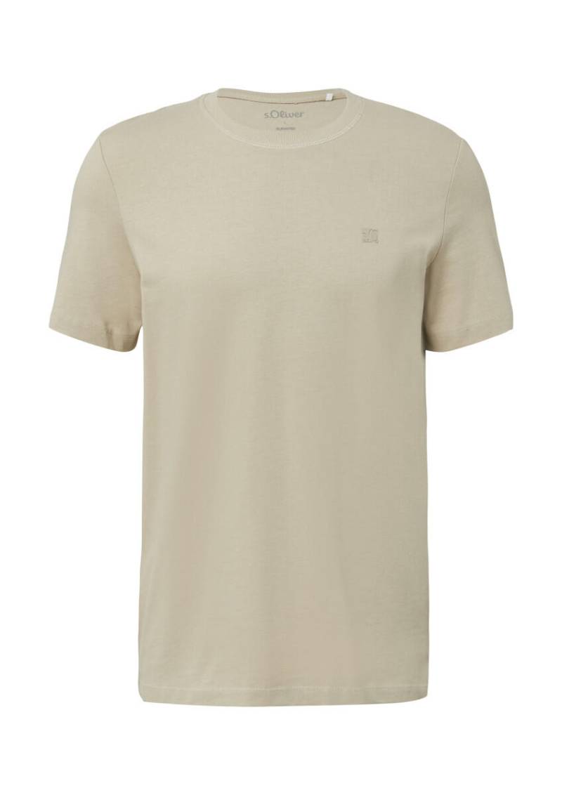 s.Oliver Red Label - Heavy Jersey T-Shirt mit Crew Neck und Logo-Print beige - Gr. - M von s.Oliver Red Label