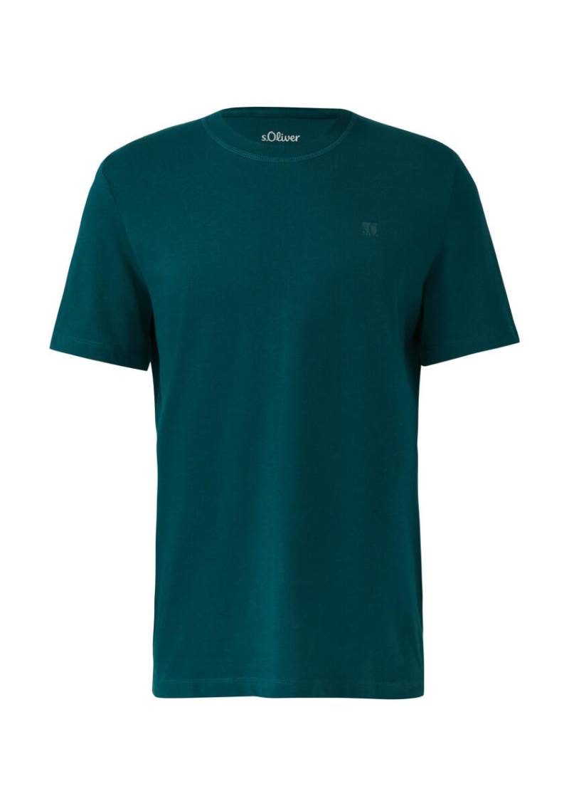 s.Oliver Red Label - Heavy Jersey T-Shirt mit Crew Neck und Logo-Print grün - Gr. - S von s.Oliver Red Label