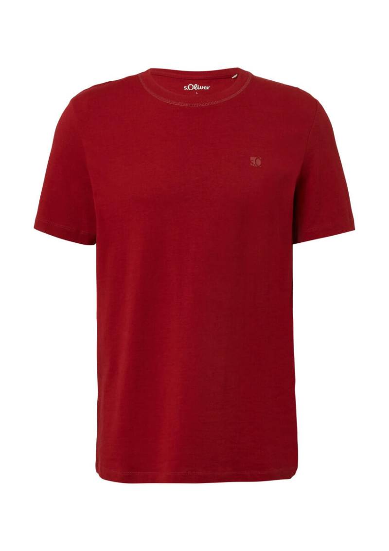 s.Oliver Red Label - Heavy Jersey T-Shirt mit Crew Neck und Logo-Print rot - Gr. - L von s.Oliver Red Label