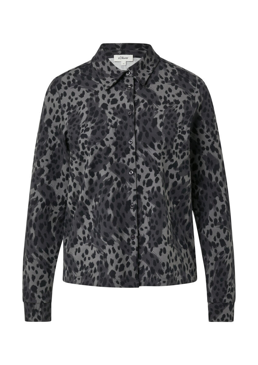 s.Oliver Red Label - Hemdbluse mit verlängertem Rückensaum grau - Gr. - 42 von s.Oliver Red Label