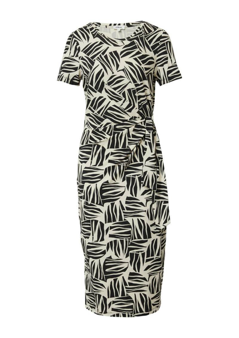 s.Oliver Red Label - Jersey-Etuikleid mit Knotendetail beige/schwarz - Gr. - 34 von s.Oliver Red Label