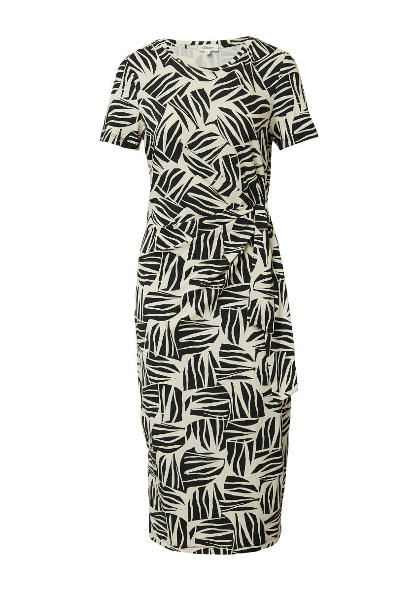 s.Oliver Red Label - Jersey-Etuikleid mit Knotendetail beige/schwarz - Gr. - 38 von s.Oliver Red Label