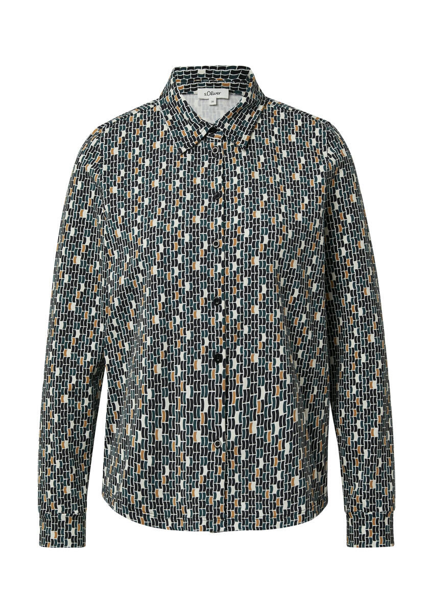 s.Oliver Red Label - Jersey-Hemdbluse mit All-over-Muster schwarz - Gr. - 36 von s.Oliver Red Label