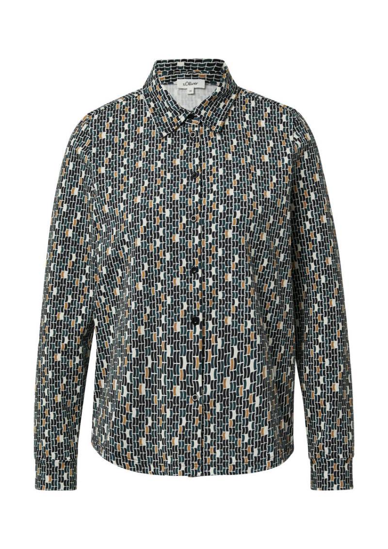 s.Oliver Red Label - Jersey-Hemdbluse mit All-over-Muster schwarz - Gr. - 36 von s.Oliver Red Label