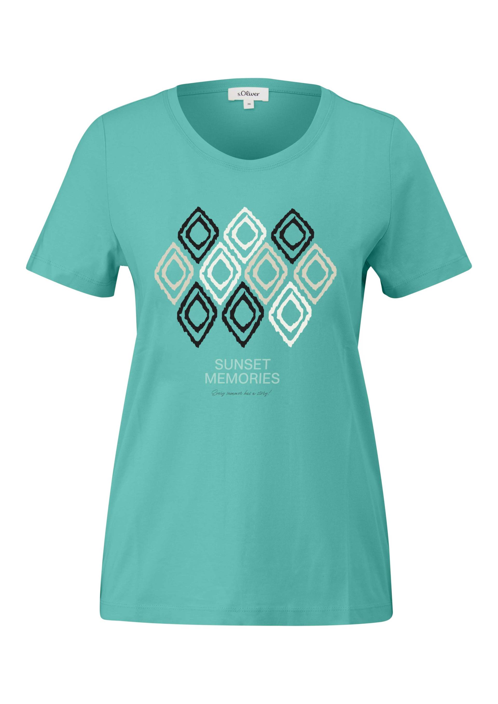 s.Oliver Red Label - Jersey-T-Shirt mit Frontprint cyan/grün - Gr. - 34 von s.Oliver Red Label