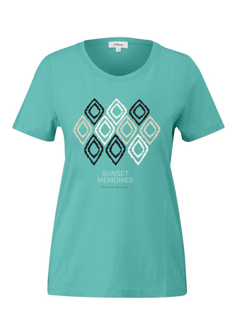 s.Oliver Red Label - Jersey-T-Shirt mit Frontprint cyan/grün - Gr. - 34 von s.Oliver Red Label