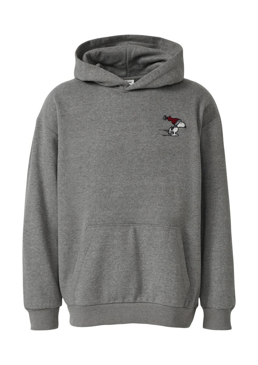s.Oliver Red Label - Kapuzen-Sweatshirt im Relaxed Fit mit Peanuts-Artwork grau - Gr. - 3XL von s.Oliver Red Label