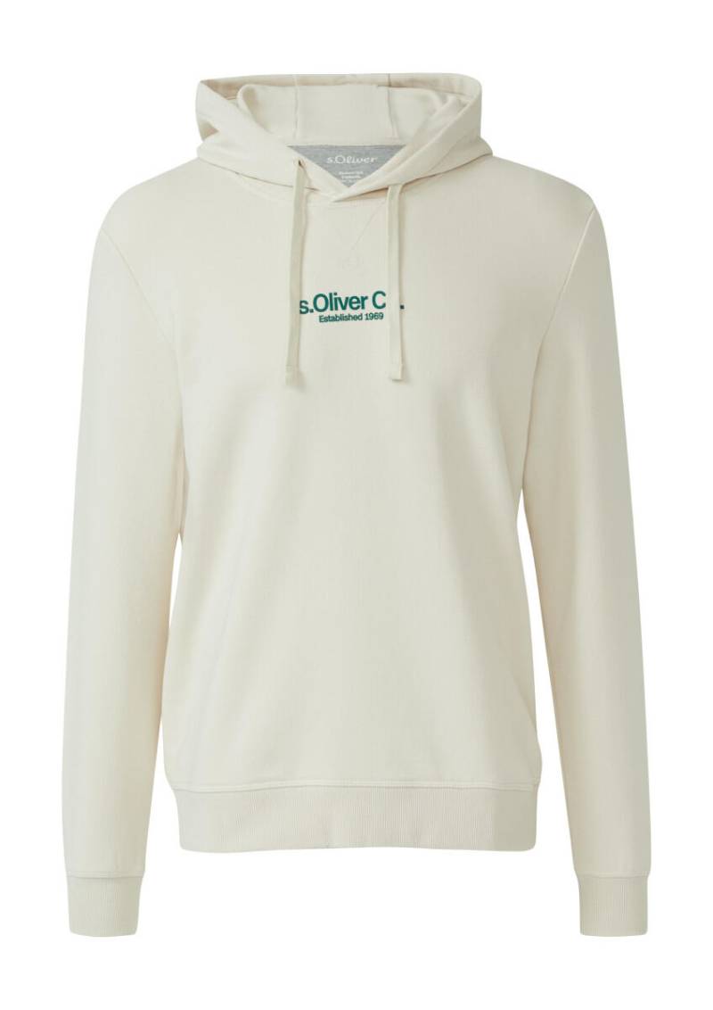 s.Oliver Red Label - Kapuzenpullover aus Baumwollmix mit Label-Print beige - Gr. - S von s.Oliver Red Label