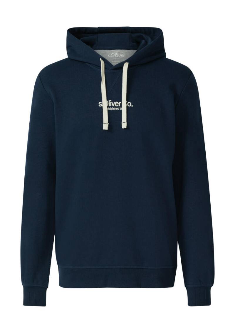 s.Oliver Red Label - Kapuzenpullover aus Baumwollmix mit Label-Print blau - Gr. - XL von s.Oliver Red Label