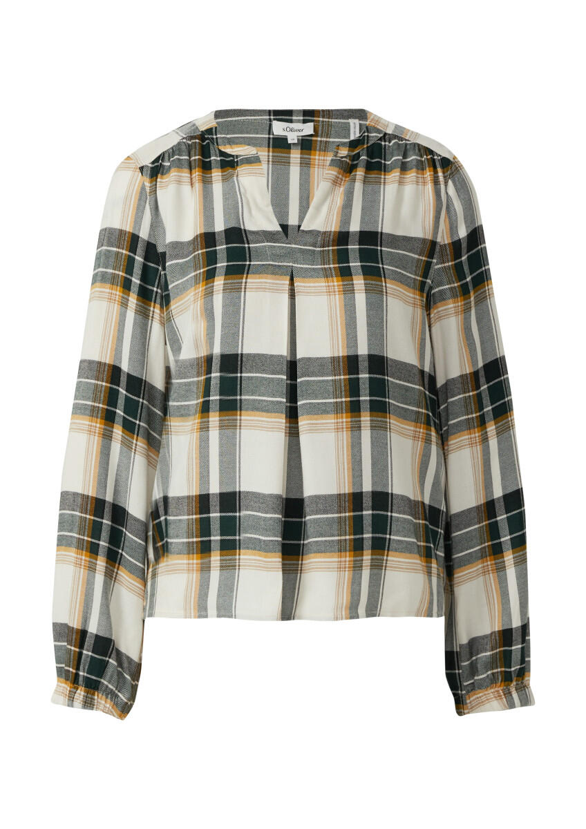 s.Oliver Red Label - Karo-Bluse mit Faltendetail blau - Gr. - 36 von s.Oliver Red Label