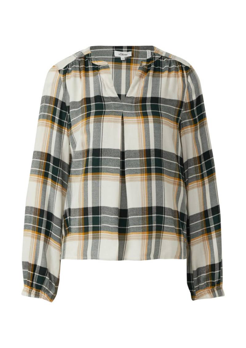 s.Oliver Red Label - Karo-Bluse mit Faltendetail blau - Gr. - 36 von s.Oliver Red Label