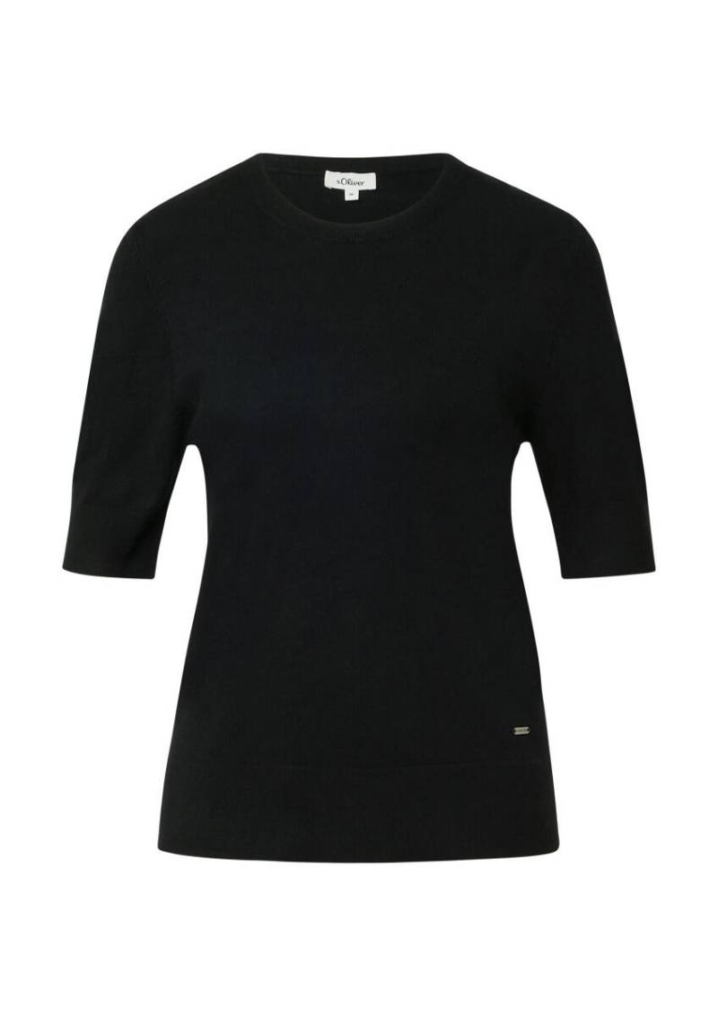 s.Oliver Red Label - Kurzärmeliger Strickpullover aus Viskosemix schwarz - Gr. - 44 von s.Oliver Red Label