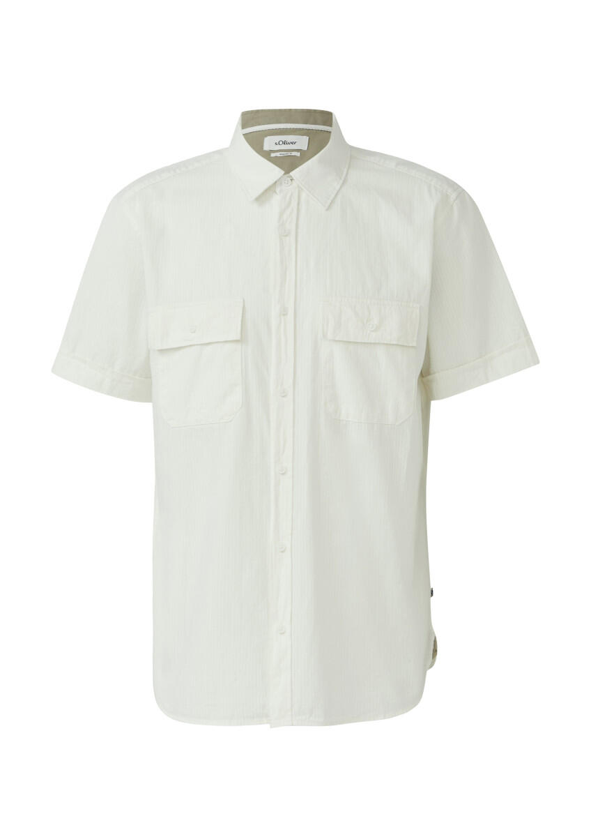 s.Oliver Red Label - Kurzarmhemd mit Strukturstreifen weiß - Gr. - XL von s.Oliver Red Label