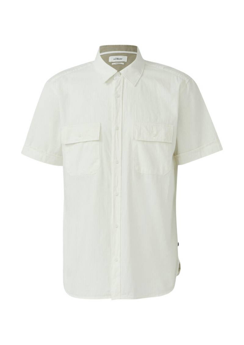 s.Oliver Red Label - Kurzarmhemd mit Strukturstreifen weiß - Gr. - XL von s.Oliver Red Label