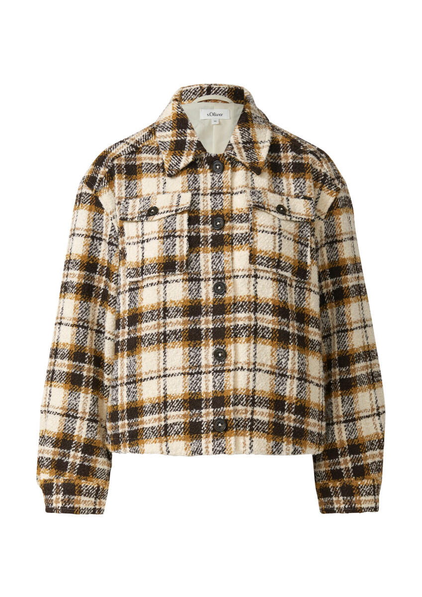 s.Oliver Red Label - Kurze Bouclé-Jacke mit Hemdkragen beige - Gr. - 44 von s.Oliver Red Label