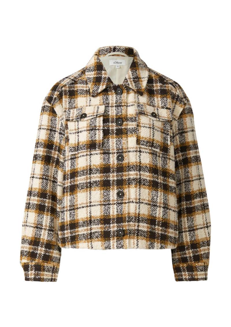 s.Oliver Red Label - Kurze Bouclé-Jacke mit Hemdkragen beige - Gr. - 44 von s.Oliver Red Label