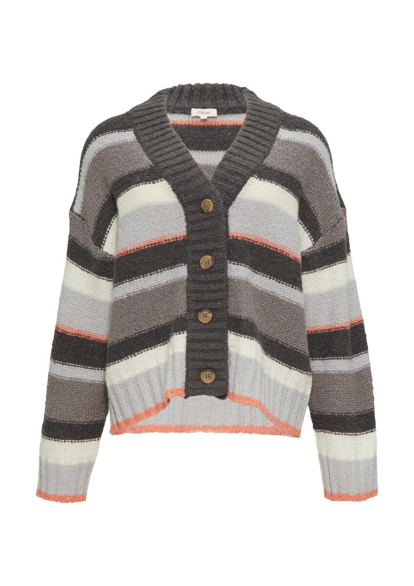 s.Oliver Red Label - Kurze Strickjacke mit breiter Knopfleiste grau - Gr. - 42 von s.Oliver Red Label